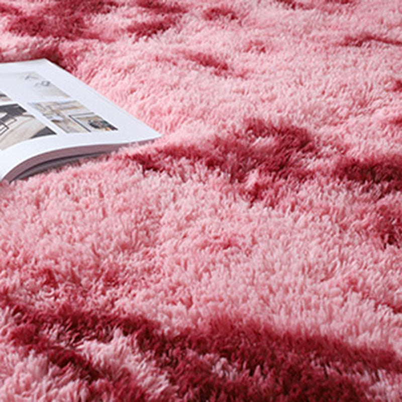 Minimalist Living Room Rug Simple Tie Dye Print Carpet Polyester Shag Rug with Non-Slip Backing