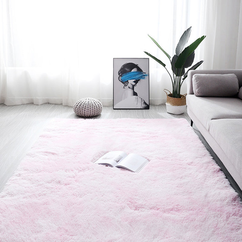 Minimalist Living Room Rug Simple Tie Dye Print Carpet Polyester Shag Rug with Non-Slip Backing