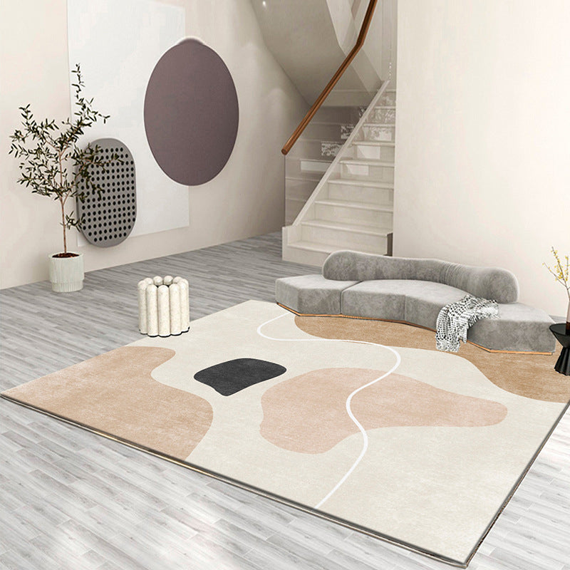 Apricot Abstract Carpet Polyester Modern Area Rug Non-Slip Backing Indoor Rug for Home Decor