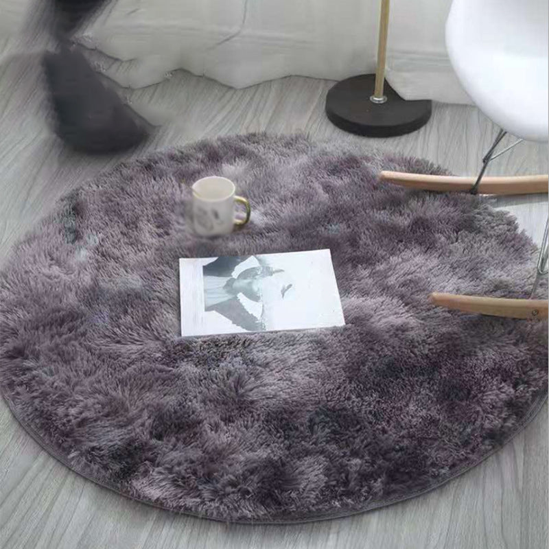 Round Tie dye Simple Carpet Polyester Shag Rug Non-Slip Backing Indoor Carpet for Home Decoration