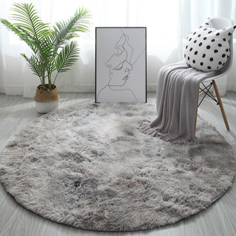 Round Tie dye Simple Carpet Polyester Shag Rug Non-Slip Backing Indoor Carpet for Home Decoration