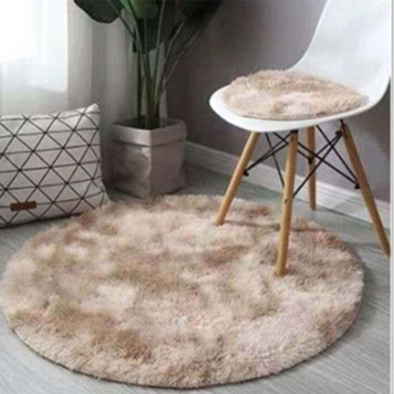 Round Tie dye Simple Carpet Polyester Shag Rug Non-Slip Backing Indoor Carpet for Home Decoration