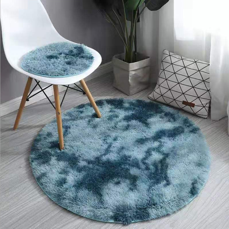 Round Tie dye Simple Carpet Polyester Shag Rug Non-Slip Backing Indoor Carpet for Home Decoration