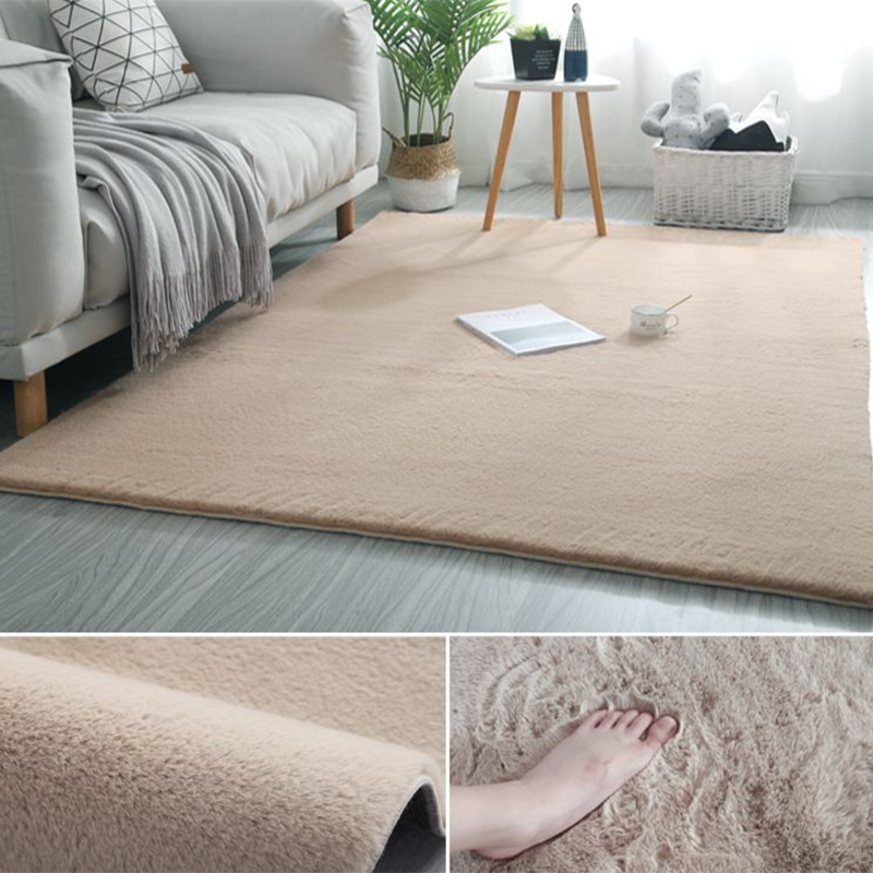 Casual Indoor Room Area Rug Gray Solid Color Rug Polyester Washable Carpet