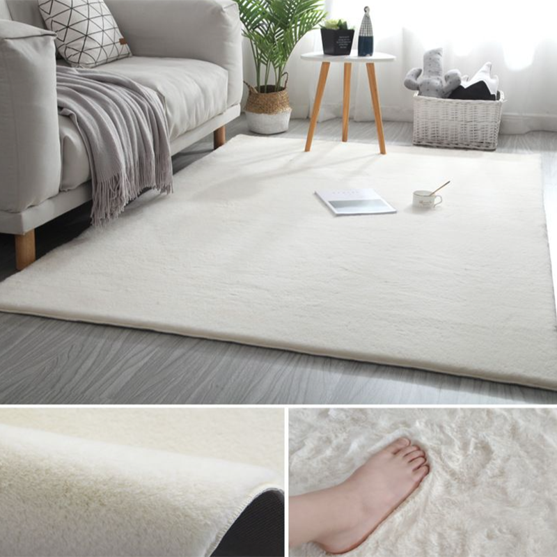 Casual Indoor Room Area Rug Gray Solid Color Rug Polyester Washable Carpet