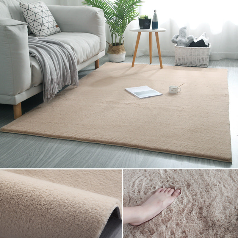 Casual Indoor Room Area Rug Gray Solid Color Rug Polyester Washable Carpet