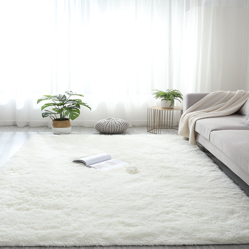Simplicity Plain Living Room Carpet Modern Carpet Polyester Shag Rug with Non-Slip Backing