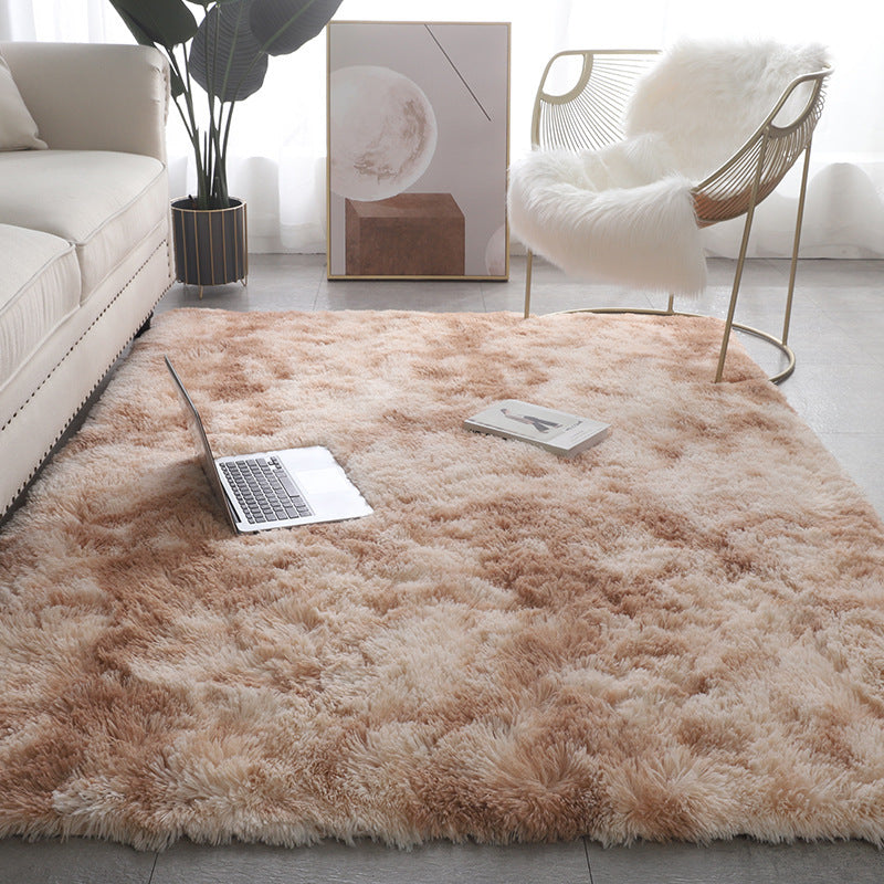 Simplicity Plain Living Room Carpet Modern Carpet Polyester Shag Rug with Non-Slip Backing