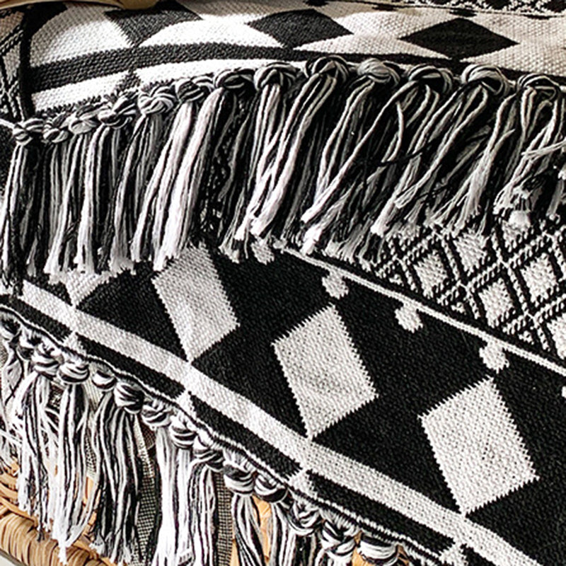 Zwart Boheems tapijt katoen Americana Patroon Area Rug Fringe Indoor Tapijt voor thuisdecoratie