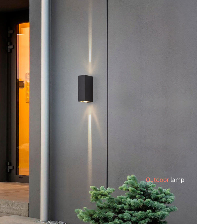 Black Rectangular Outdoor LED Track Light in Modern Simplicity Aluminium Waterproof Wall Lamp