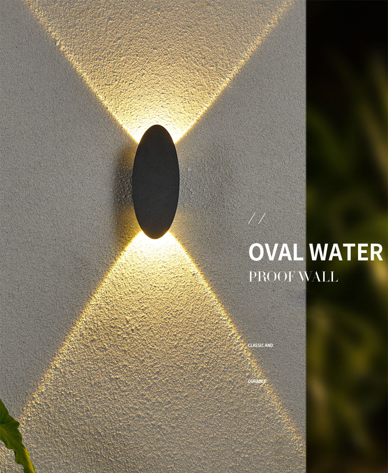 Oval 2-licht LED-wandlamp in moderne eenvoud aluminium waterdichte schijnwerpers voor buitenruimtes
