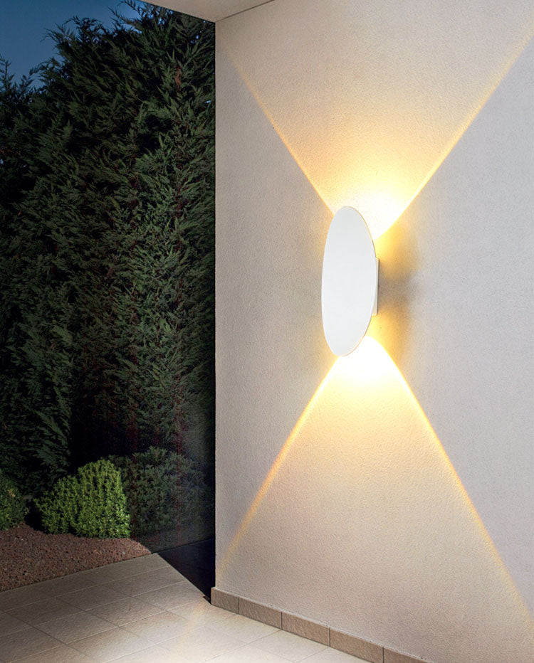 Oval 2-licht LED-wandlamp in moderne eenvoud aluminium waterdichte schijnwerpers voor buitenruimtes