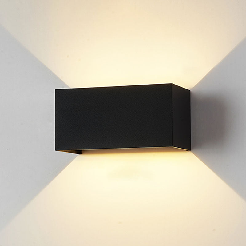 Moderne creatieve LED -wandlamp aluminium rechthoekige waterdichte wandlicht met glazen schaduw