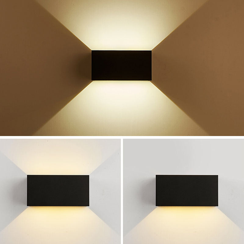 Moderne creatieve LED -wandlamp aluminium rechthoekige waterdichte wandlicht met glazen schaduw
