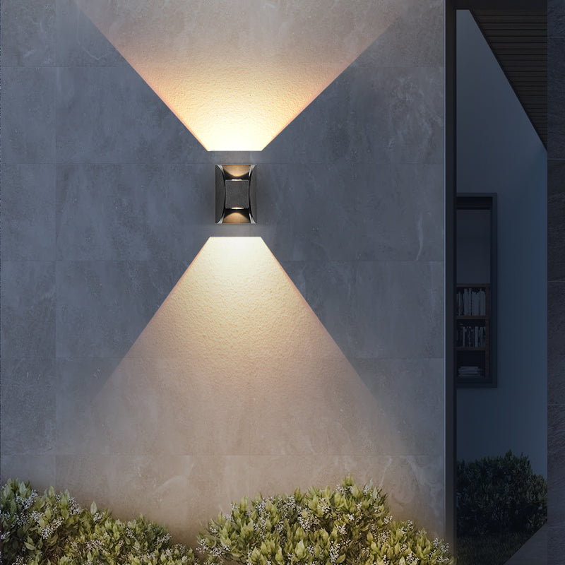 Black LED Wall Sconce in Modern Creative Style Aluminium Waterproof Spotlight with Glass Shade