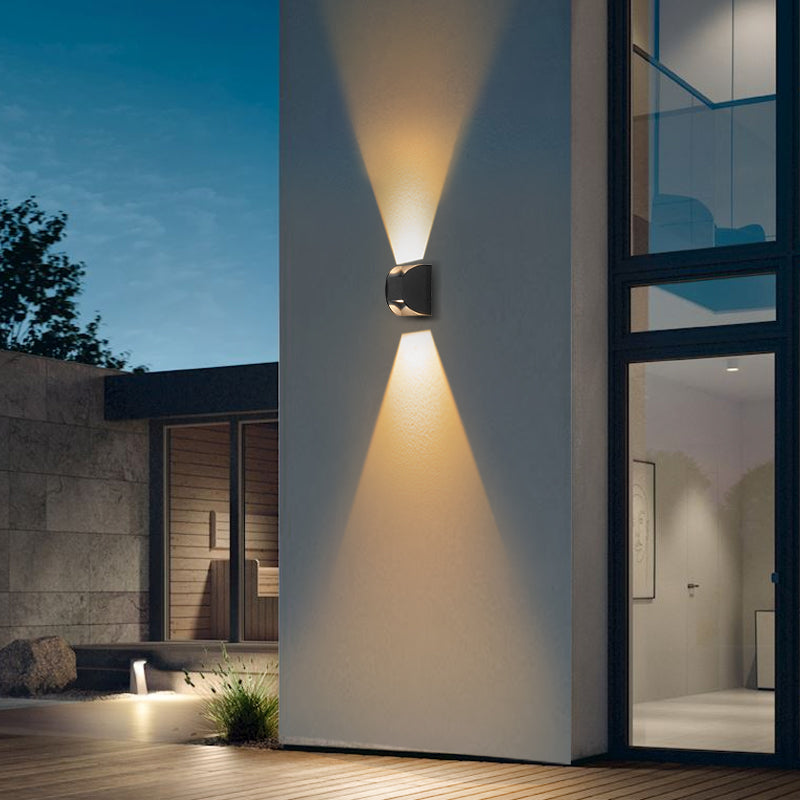 Black LED Wall Sconce in Modern Creative Style Aluminium Waterproof Spotlight with Glass Shade