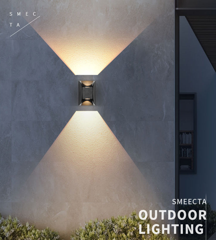 Black LED Wall Sconce in Modern Creative Style Aluminium Waterproof Spotlight with Glass Shade