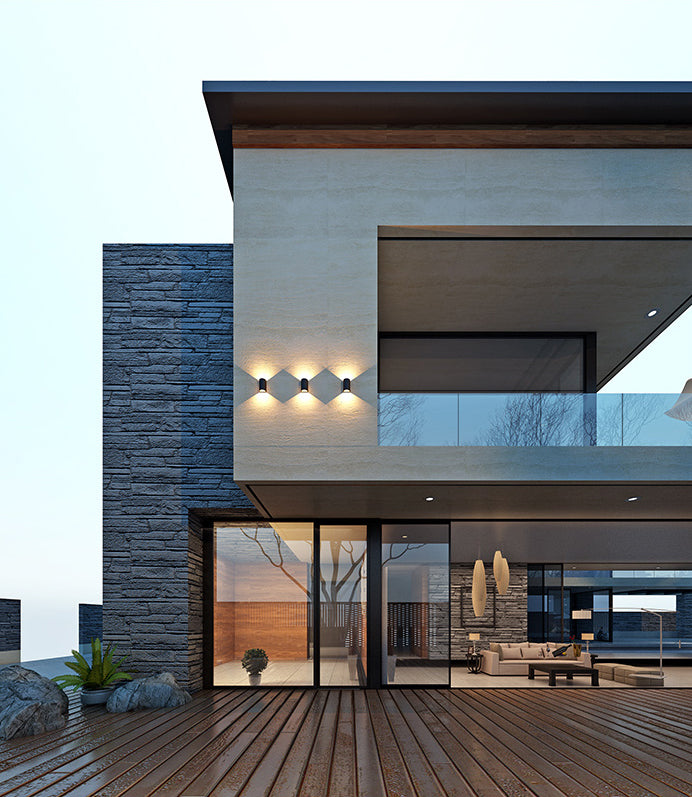 Modern Creative LED Wall Lamp Aluminium Cylindrical Waterproof Wall Light with Glass Shade