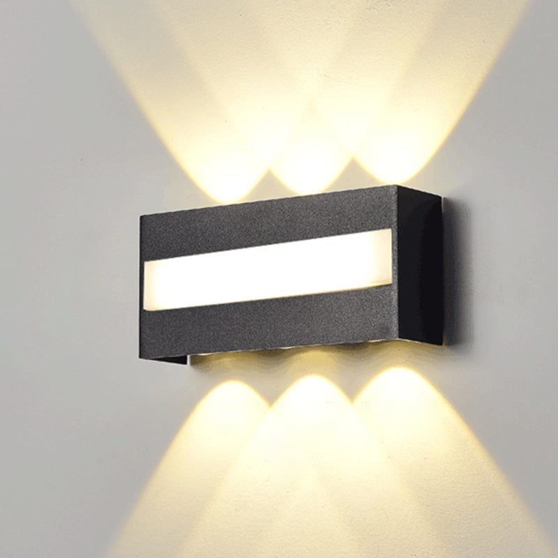 Lámpara de pared LED rectangular negra en moderna luz de pared impermeable de aluminio creativo