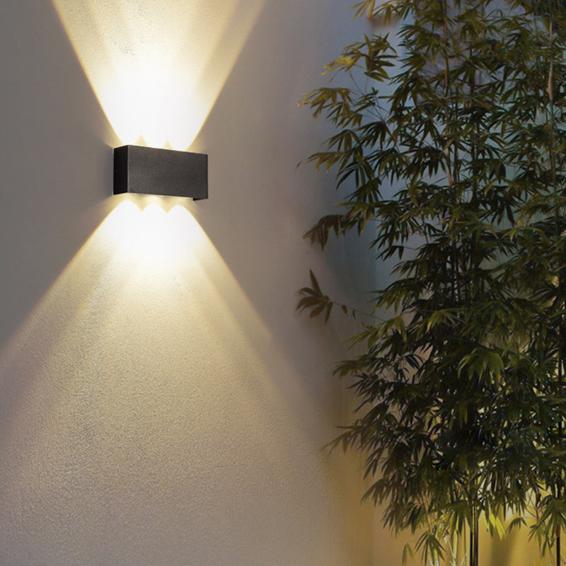 Lámpara de pared LED rectangular negra en moderna luz de pared impermeable de aluminio creativo