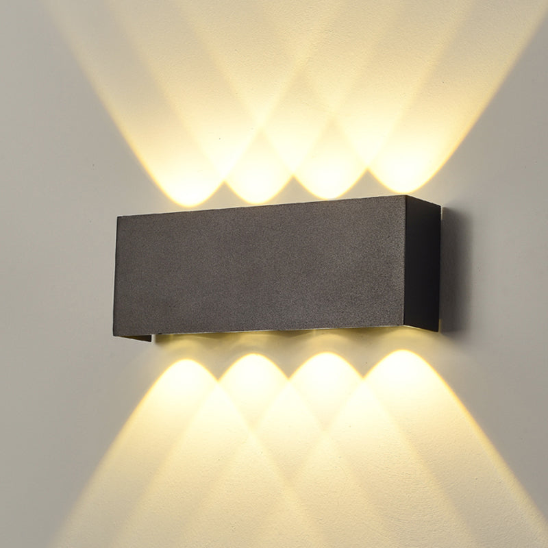 Lámpara de pared LED rectangular negra en moderna luz de pared impermeable de aluminio creativo