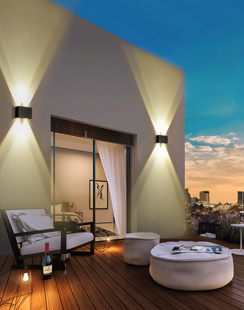 Lámpara de pared LED rectangular negra en moderna luz de pared impermeable de aluminio creativo