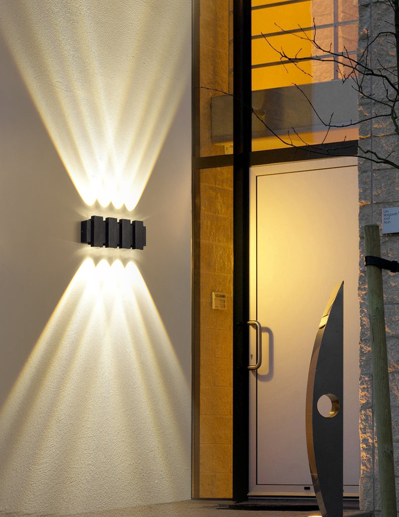 Lámpara de pared LED rectangular negra en moderna luz de pared impermeable de aluminio creativo