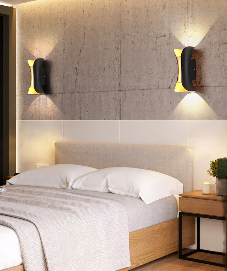 Lampada a parete a LED cilindrica nera nella moderna semplicità in alluminio SPETLE IN MAGLIAMENTO con tonalità di vetro