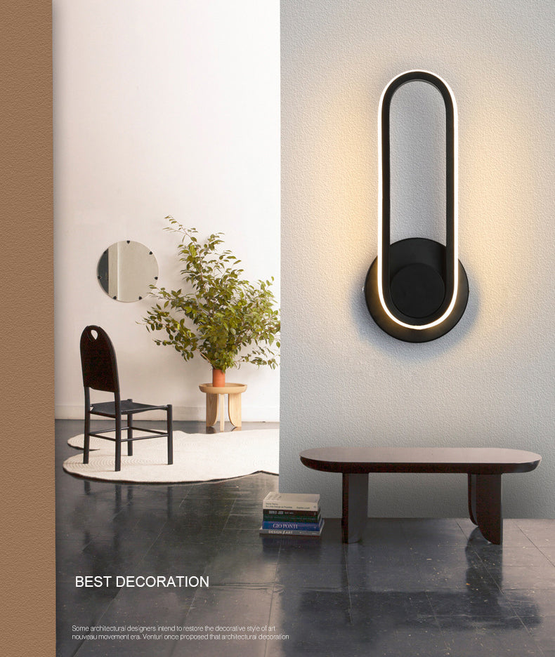 Lámpara de pared rotativa LED oblonga en moderna luz de pared de aluminio de estilo conciso con sombra acrílica