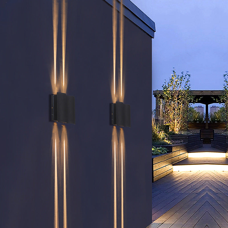 Black Rectangular LED Outdoor Wall Lamp in Modern Creative Style Aluminium Waterproof Wall Light