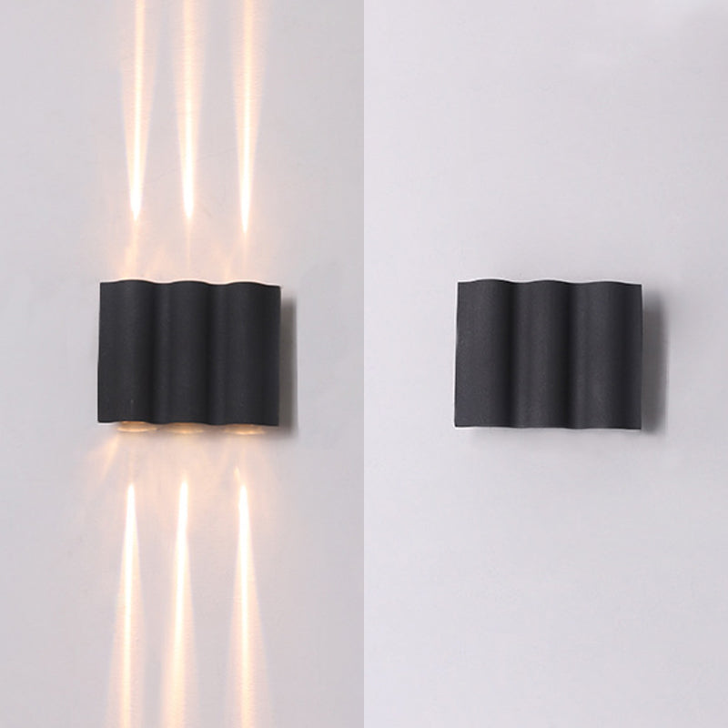 Black Rectangular LED Outdoor Wall Lamp in Modern Creative Style Aluminium Waterproof Wall Light