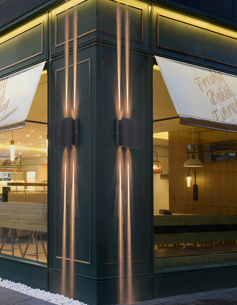 Black Rectangular LED Outdoor Wall Lamp in Modern Creative Style Aluminium Waterproof Wall Light