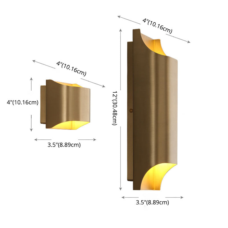 Gold Contemporary Metal Wall Lighting 1-Light Squared Sconce Light for Bedroom