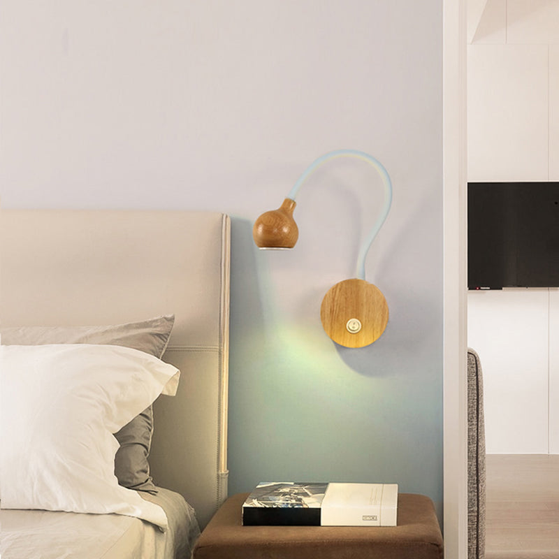 Holz moderne 1-Licht-Wandleuchte bewaffnetes Lesung Lampe für Schlafzimmer