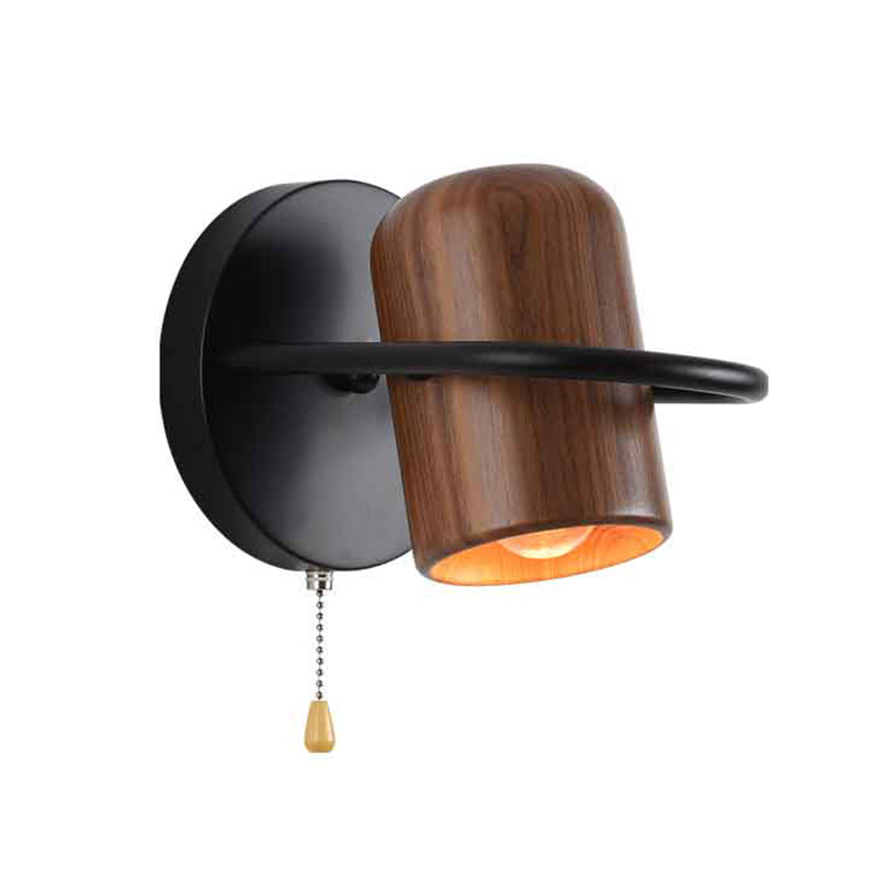 Modern Wood Reading Wall Mount Lamp Bedroom Wall Lighting Fixture with 1 Spotlight