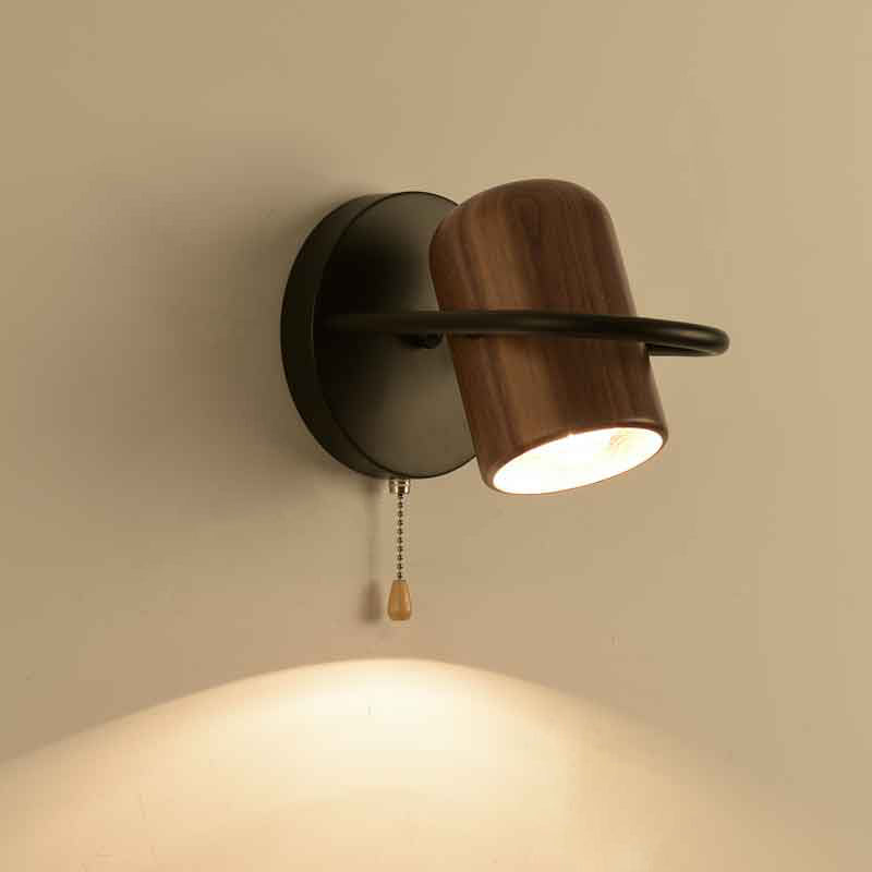 Modern Wood Reading Wall Mount Lamp Bedroom Wall Lighting Fixture with 1 Spotlight