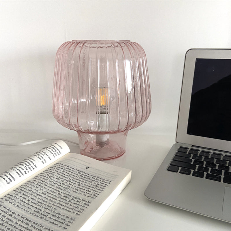 Glass Mushroom Table Lamp Nordic 1-Light Nightstand Light with Open Top for Bedroom
