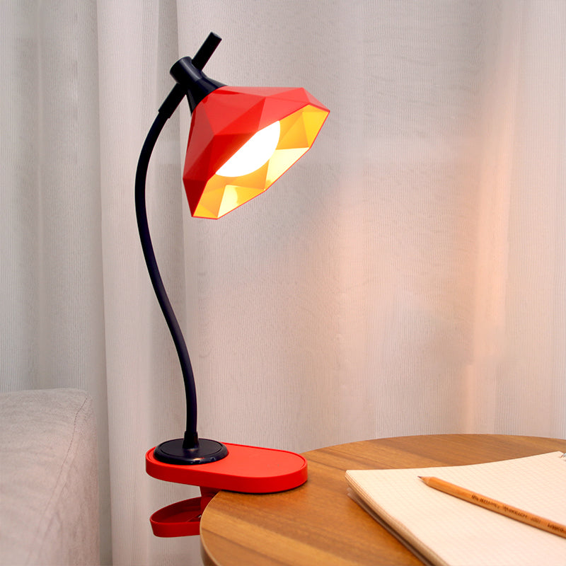 Lámpara de escritorio de sujetador con forma de diamante Macaron de plástico para la habitación de la habitación del niño recargable Luz de estudio LED