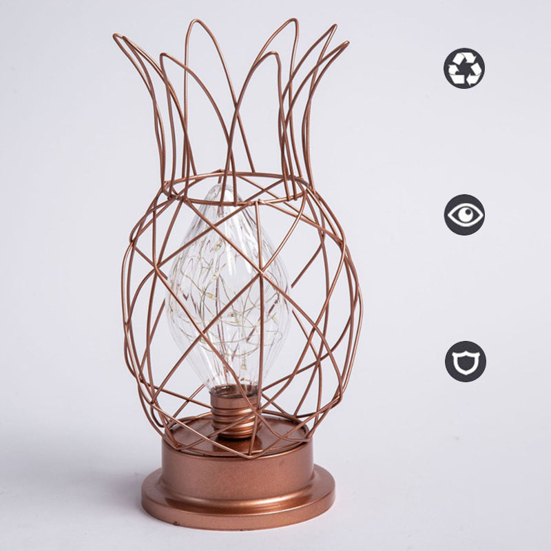 Macaron Lampada da letto a forma di ananas a forma di ananas lampada da letto a 1 luci con design a gabbia