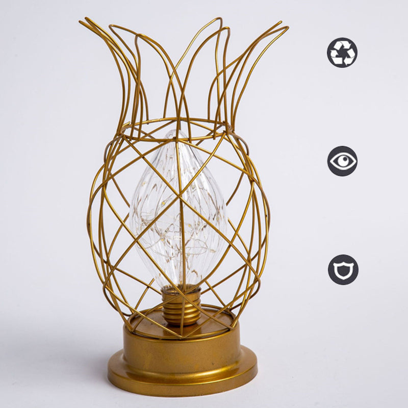 Macaron Lampada da letto a forma di ananas a forma di ananas lampada da letto a 1 luci con design a gabbia