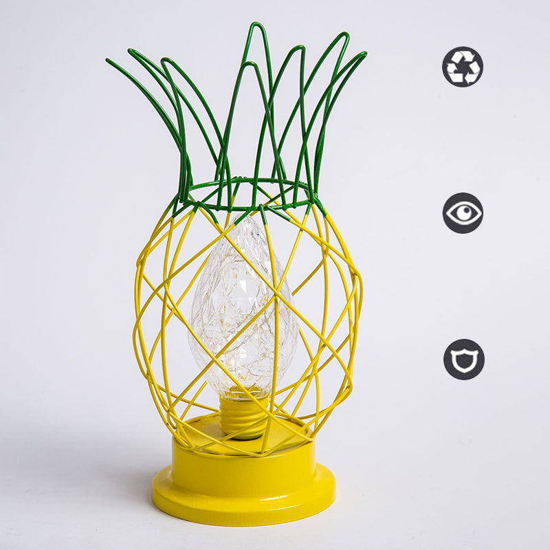 Macaron Lampada da letto a forma di ananas a forma di ananas lampada da letto a 1 luci con design a gabbia
