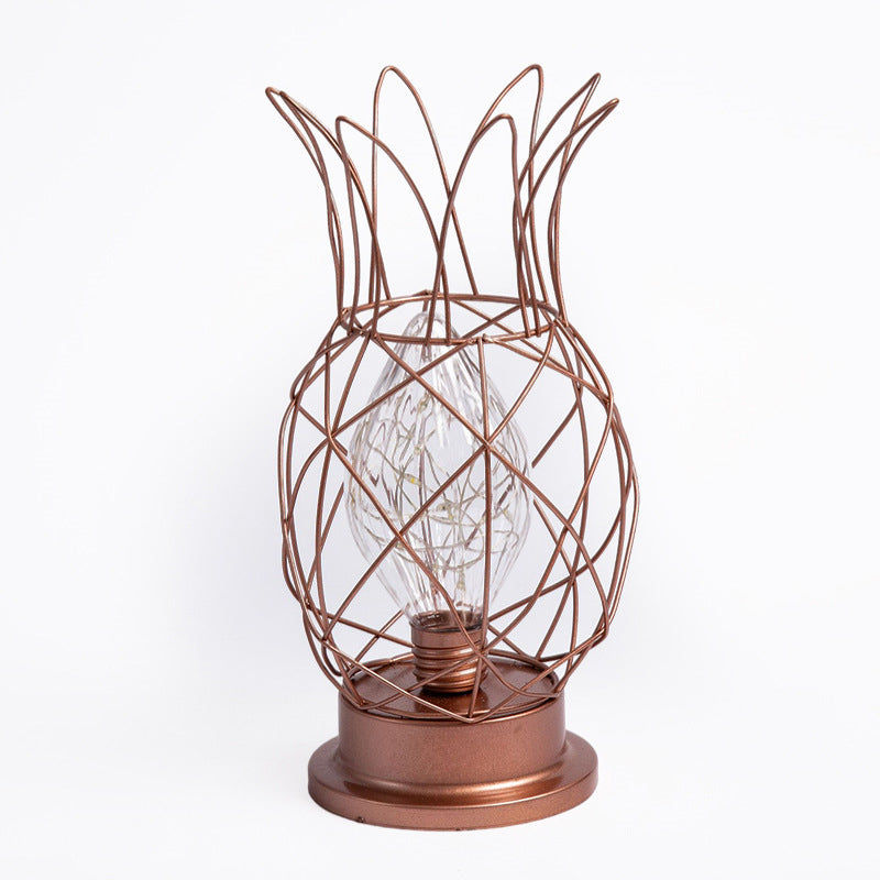 Macaron Lampada da letto a forma di ananas a forma di ananas lampada da letto a 1 luci con design a gabbia