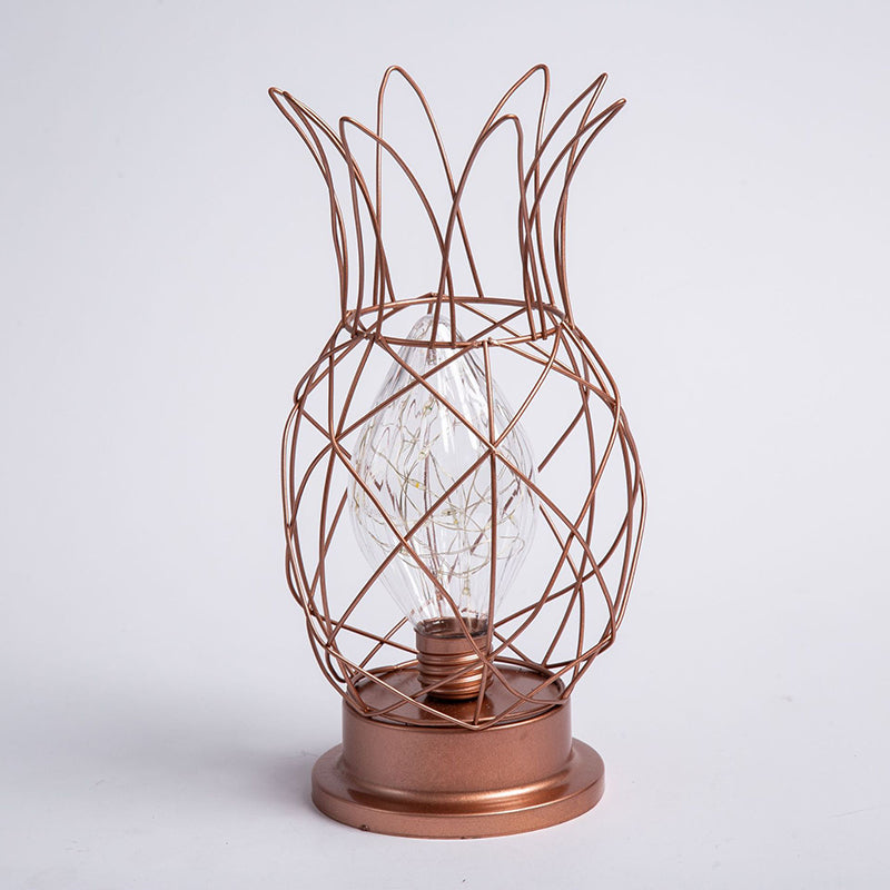 Macaron Pineapple Tabled Table Light Metal 1-Light Bedroom LED lampe de nuit avec conception de cage