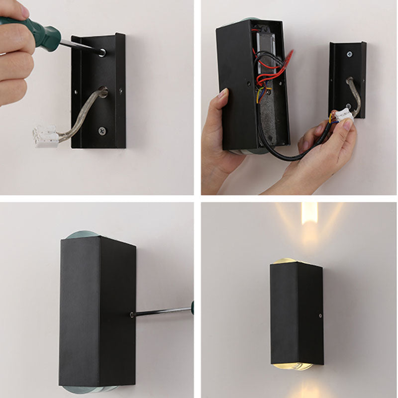 Modern beknopte buitenledwandlicht aluminium rechthoekige waterdichte wandlamp in het zwart