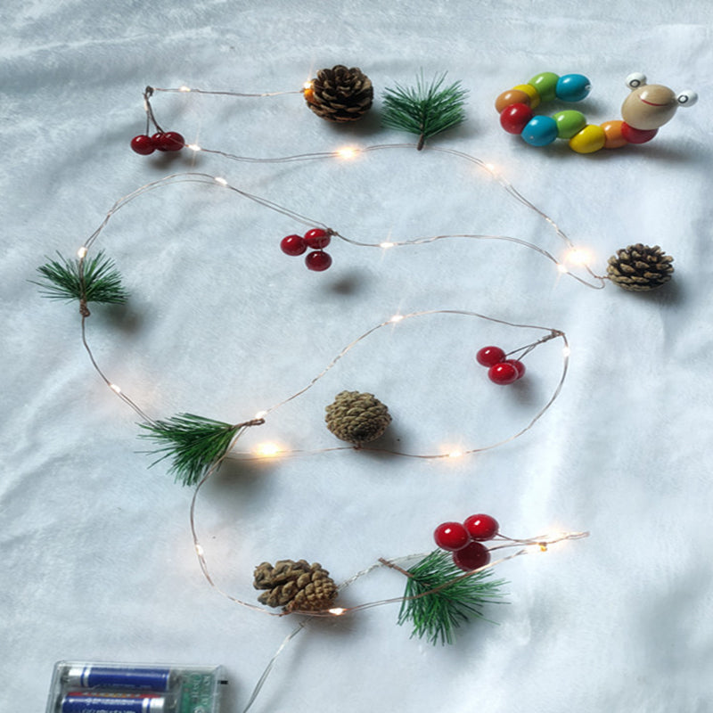 Plastic Pinecone String Light Set Nordic LED Battery Operated Festive Light for Bedroom