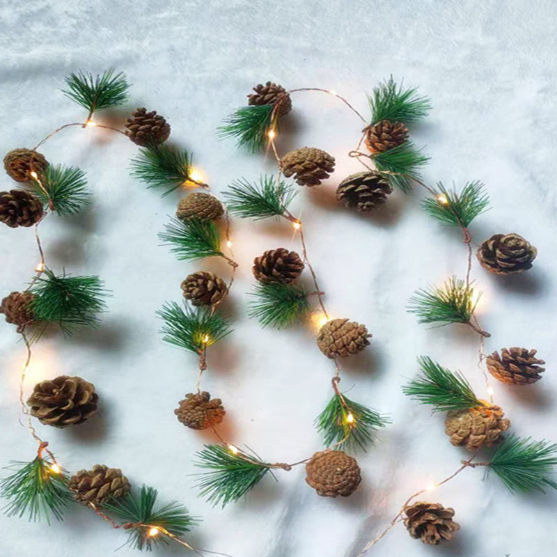 Plastic Pinecone String Light Set Nordic LED Battery Operated Festive Light for Bedroom