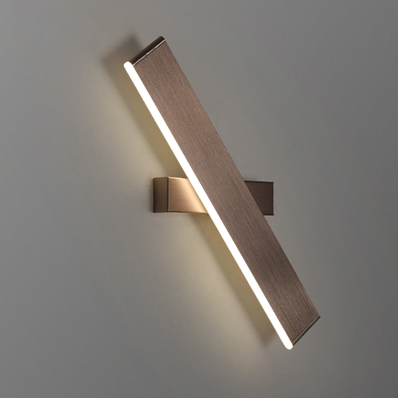Brown Rectangular LED Wall Lamp in Modern Artistic Style Aluminium Rotatable Wall Light for Bedroom