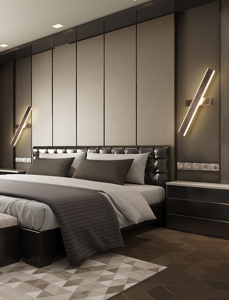 Brown Rectangular LED Wall Lamp in Modern Artistic Style Aluminium Rotatable Wall Light for Bedroom
