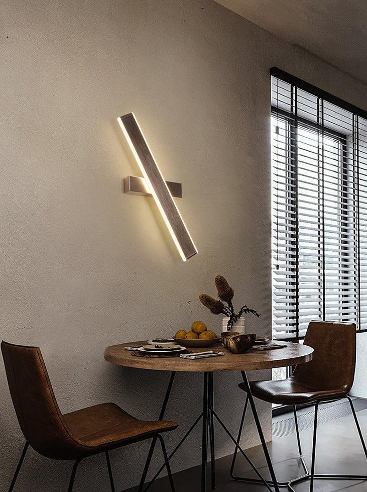 Brown Rectangular LED Wall Lamp in Modern Artistic Style Aluminium Rotatable Wall Light for Bedroom
