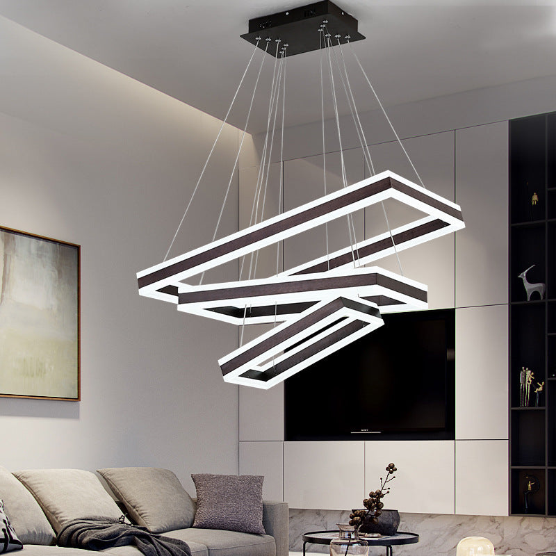 Black Tiered Metal Squared Ceiling Pendant Contemporary Ceiling Lighting Fixtures